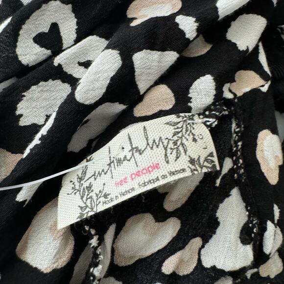 FREE PEOPLE  Bare It All Tank Bodysuit Black Animal Print Cowl Neck Size L NWT - Picture 10 of 10